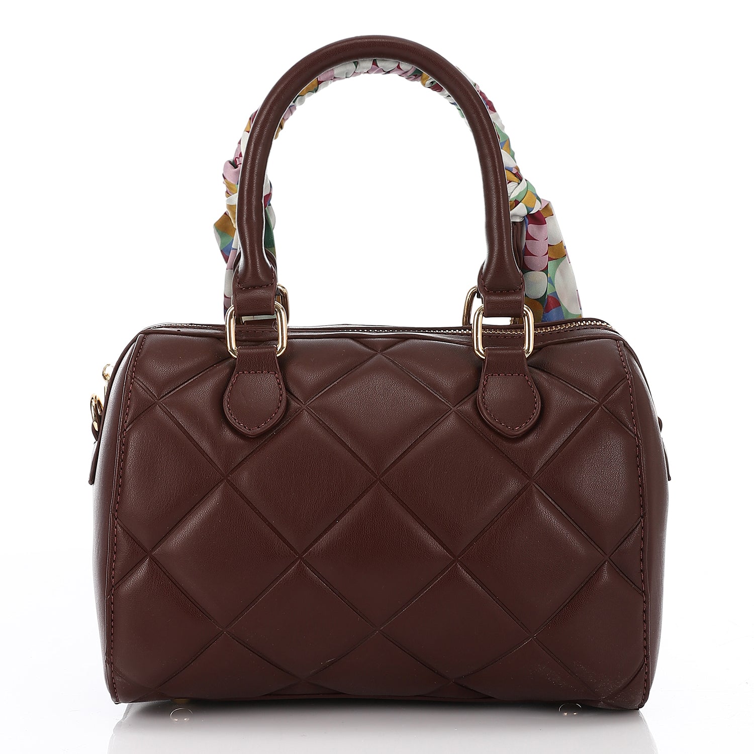 LID-DVTV-008 Maroon Quilted Top Handle Bag