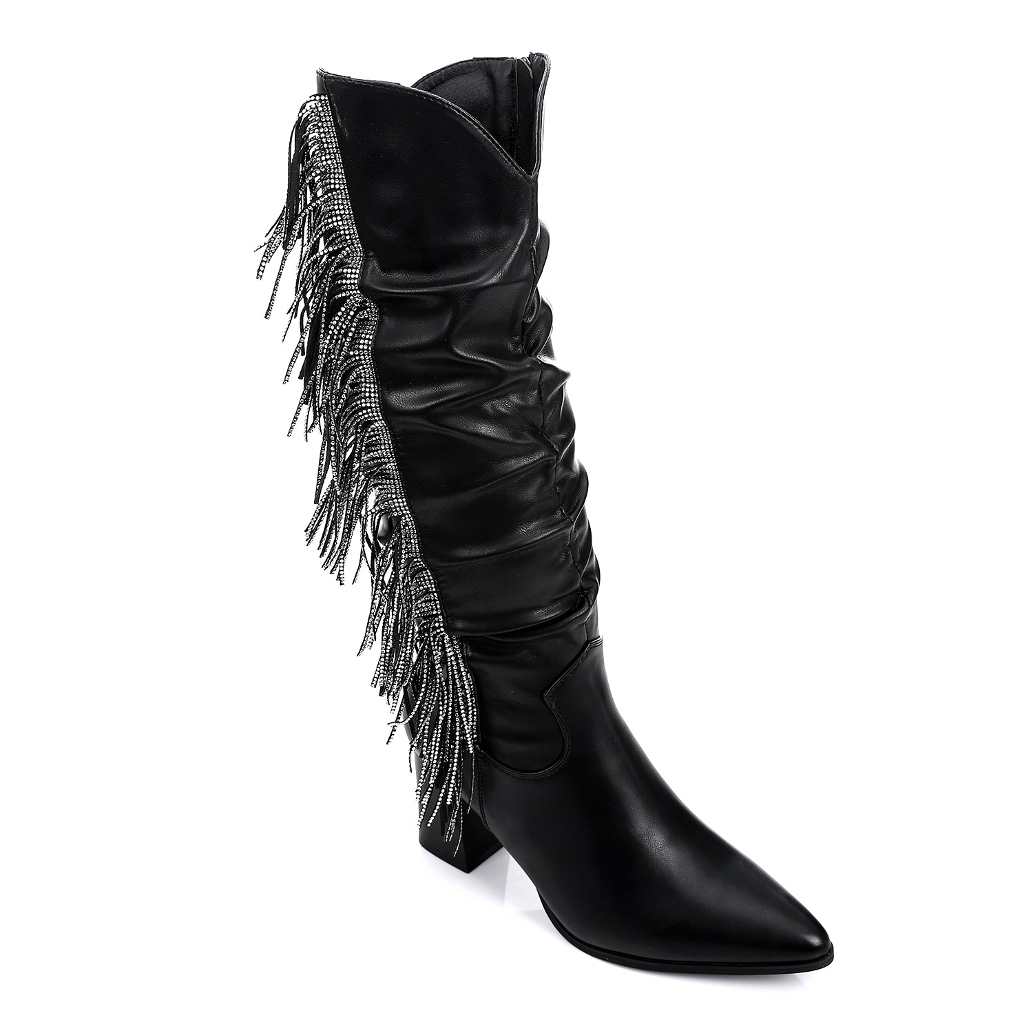 SUN-DVTF-007 Side Fringes Zipper high boot