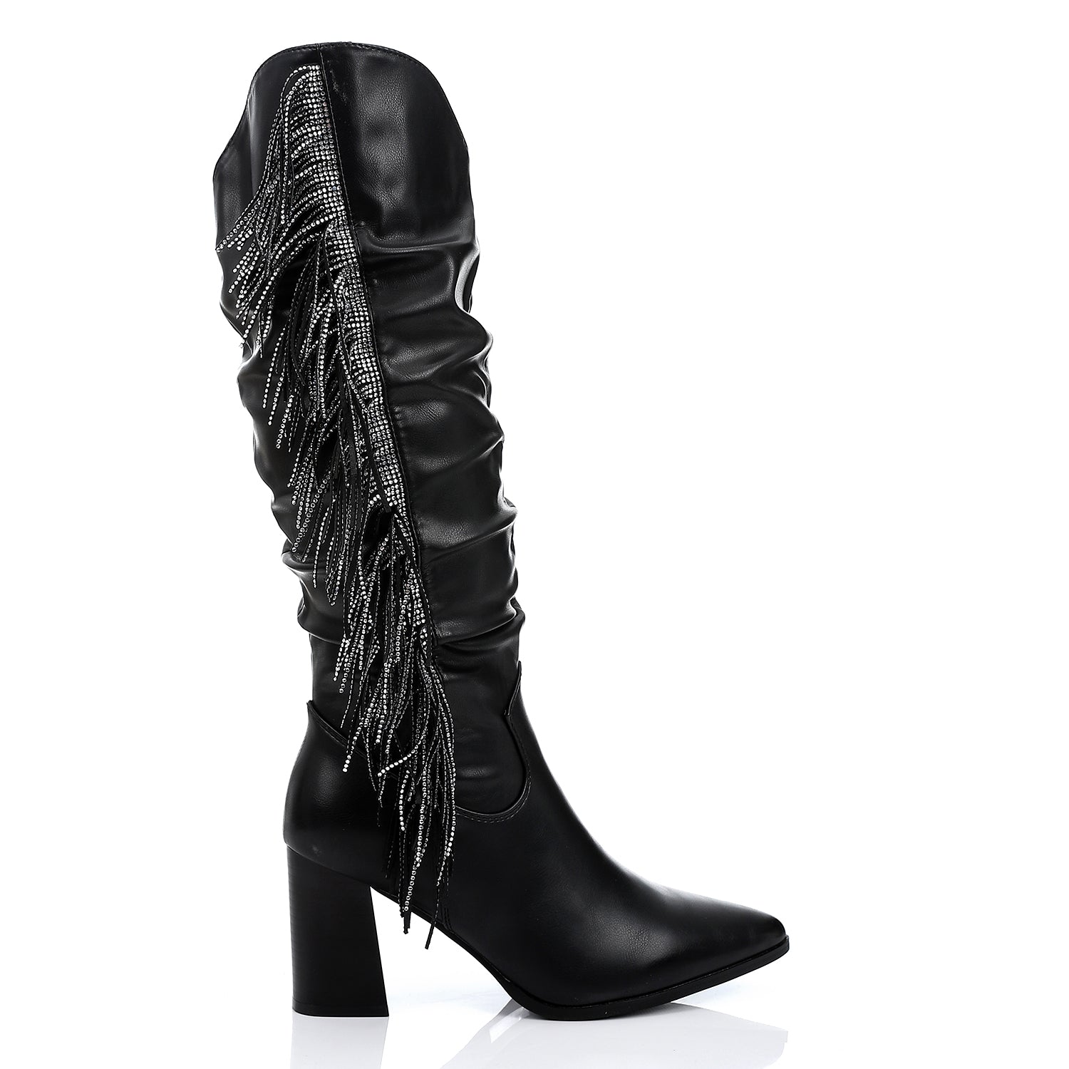 SUN-DVTF-007 Side Fringes Zipper high boot