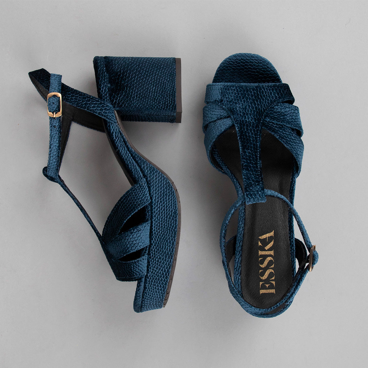 Charlie Velvet Blue Embossed