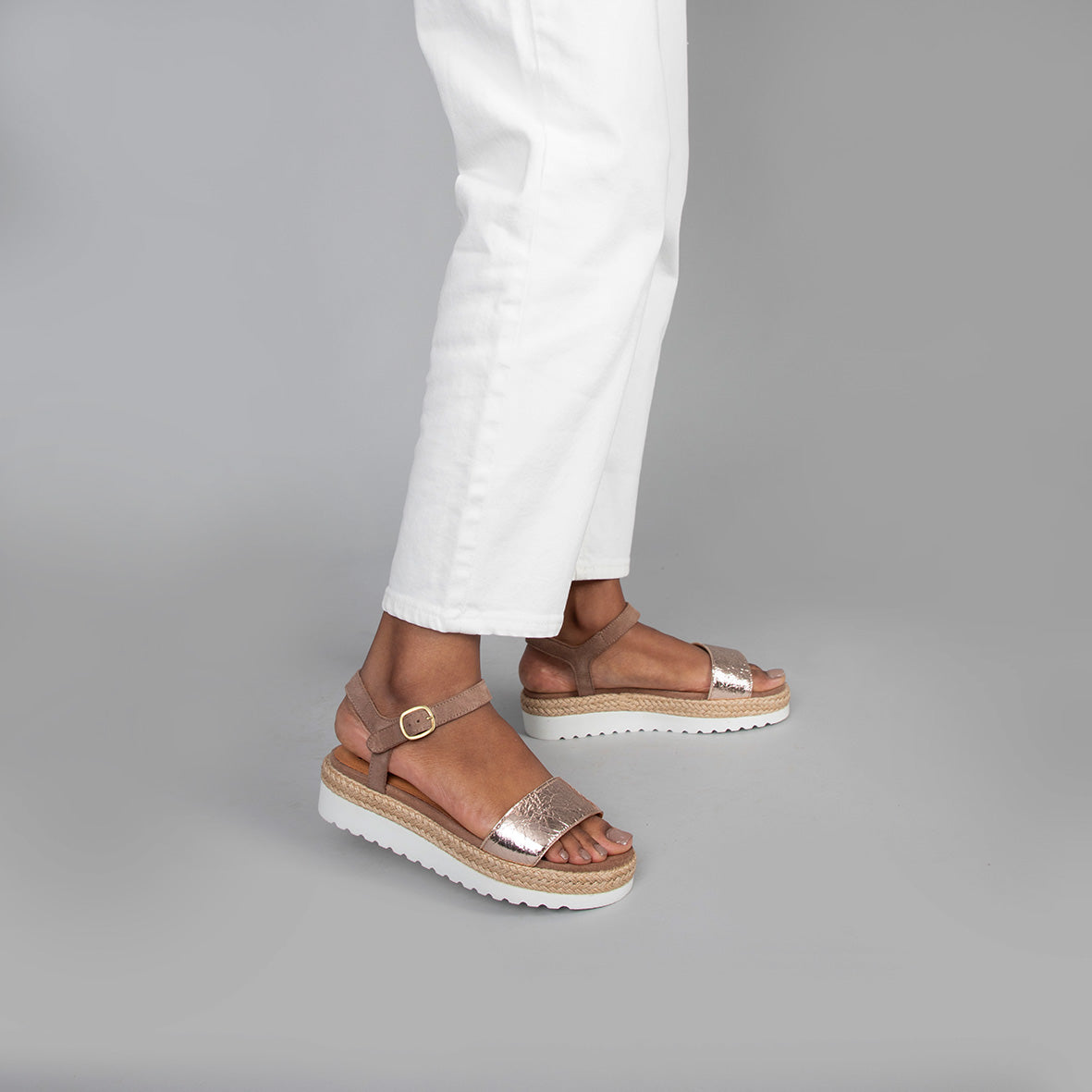 Uma Taupe Metallic & Suede